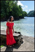 Samoan young woman in red dress, Fagasa. Tutuila, American Samoa ( color)