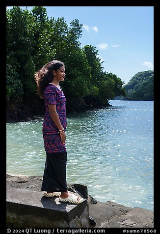 Samoan teenager looking out, Fagasa. Tutuila, American Samoa (color)