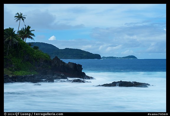 Surf and coastline near Alega and Aunuu Island. Tutuila, American Samoa (color)