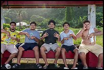 Boys at bus stop, Fagaitua Bay. Tutuila, American Samoa ( color)