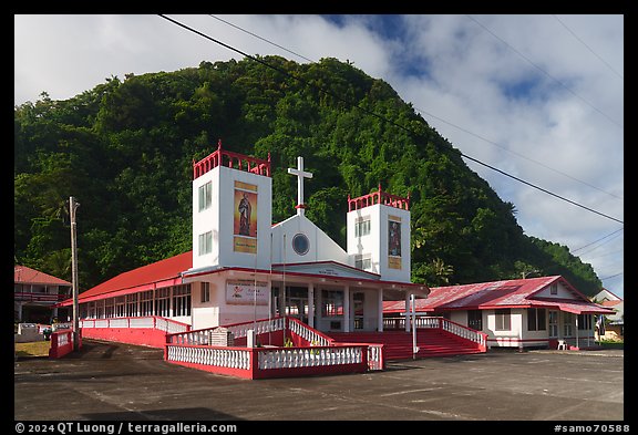 Church, Fagaitua. Tutuila, American Samoa (color)