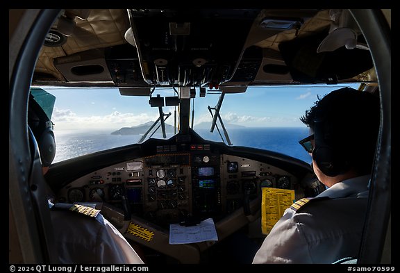 Cockpit of plane on approach to Ofu Island (composite). American Samoa (color)