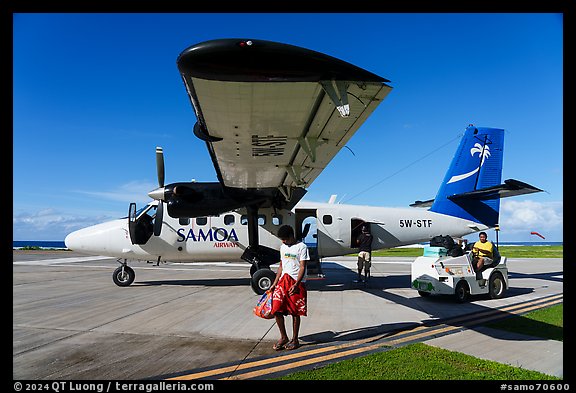 Samoan Airways plane landed on Ofu airstrip in 2024. American Samoa (color)