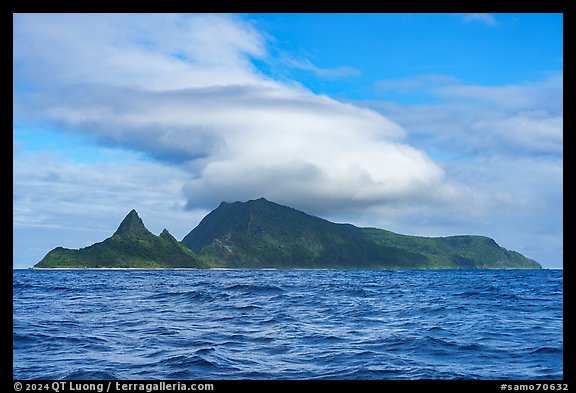 Sunuitao Peak and Tumu Mountain from the ocean. American Samoa (color)