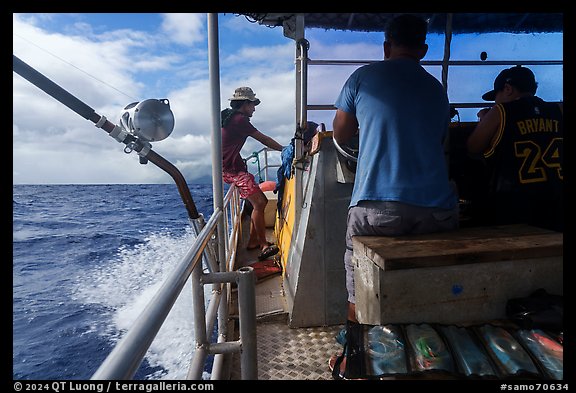 Aboard Alia boat. American Samoa (color)