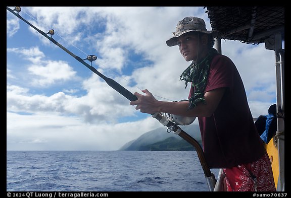 Alia boat fisherman. American Samoa (color)