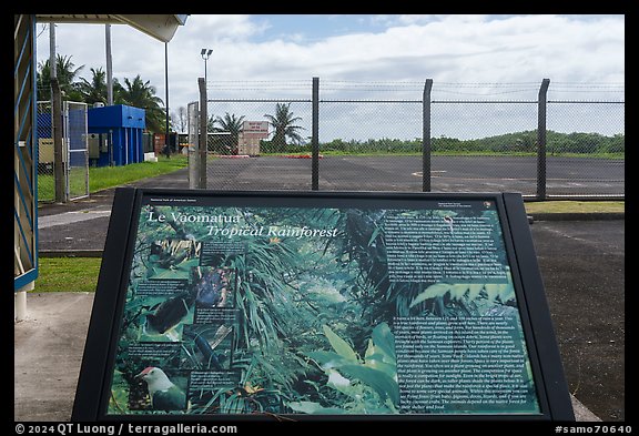 Tropical rainforest interpretive sign, Fitiuta Airport, Tau Island. National Park of American Samoa