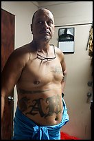 Manaia with Samoan tatoos, Tau Island. American Samoa ( color)