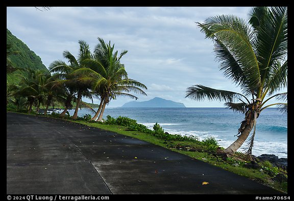Olosega Island from Northside road, Tau Island. American Samoa (color)