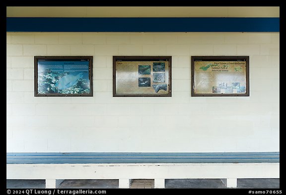 National Park interpretive signs, Fitiuta Airport, Tau Island. National Park of American Samoa