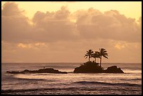 Islets with coconut trees at sunset, Afao. Tutuila, American Samoa ( color)