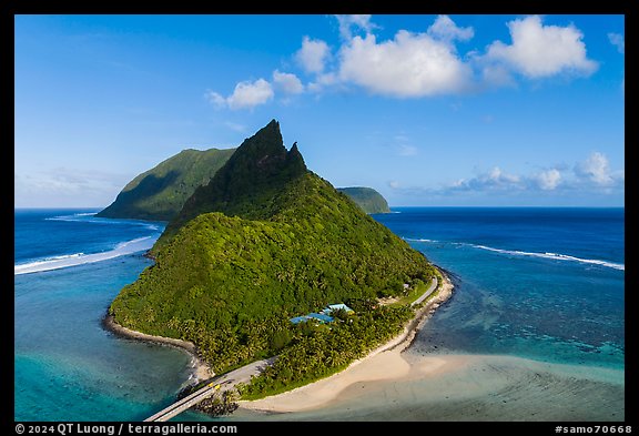 Aerial view of Ofu Island with Asaga Inn. American Samoa (color)