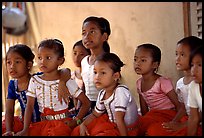 Girls learn traditional singing at  Apsara Arts  school. Phnom Penh, Cambodia ( color)