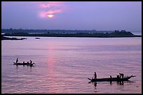 Boats at sunrise, Tonle Sap river,  Phnom Phen. Cambodia (color)