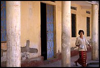 Woman in downtown building. Phnom Penh, Cambodia ( color)