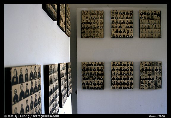 Pictures of executed prisoners, Tuol Sleng Genocide Museum. Phnom Penh, Cambodia (color)