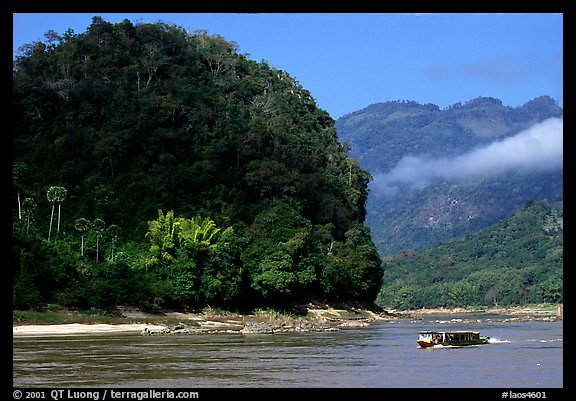 Slow passenger boat near Pak Ou. Mekong river, Laos