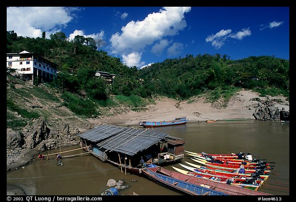 fast boats at Pakbeng. Mekong river, Laos