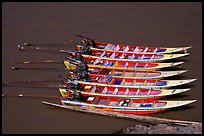 Fast boats on the Mekong river. With their 40 HPW Toyota engines, they cruise at 50 mph on the river. Mekong river, Laos