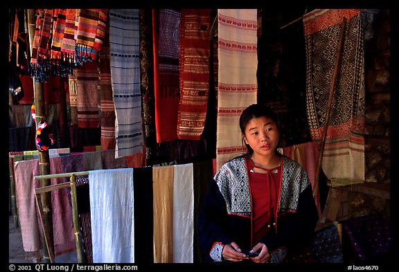 Crafts for sale in Ban Xang Hai village. Laos (color)