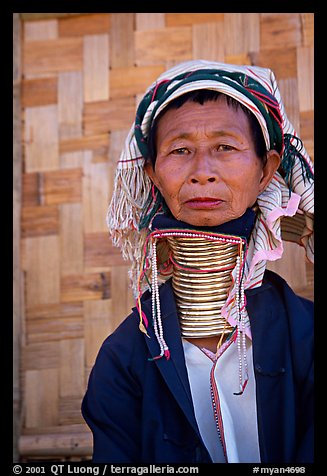 Old Padaung Woman,  Kalaw. Shan state, Myanmar (color)