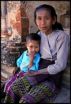 Older burmese woman and child. Bagan, Myanmar
