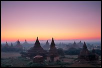 Sunrise over the plain doted with 2000 temples. Bagan, Myanmar ( color)