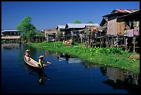Village built on the lake. Inle Lake, Myanmar (color)