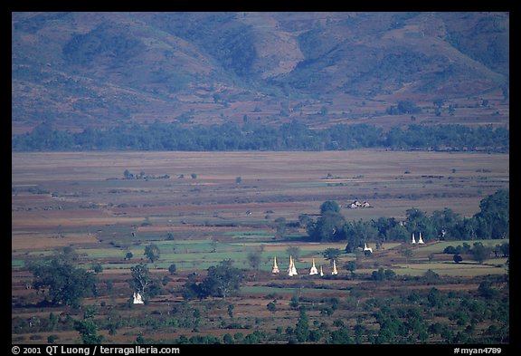 Stupas in the Heho plain. Shan state, Myanmar