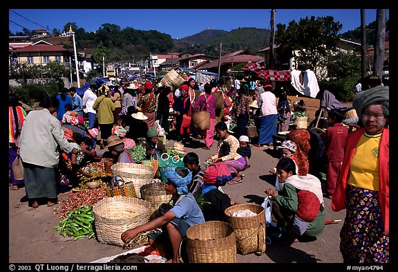 Kalow public market. Shan state, Myanmar (color)