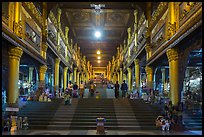 Eastern stairway bordered by souvenir stalls, Shwedagon Pagoda. Yangon, Myanmar ( color)