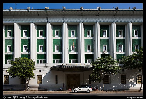 Administrative colonial-area building. Yangon, Myanmar (color)