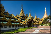 Southern stairway and main Stupa, Shwedagon Pagoda. Yangon, Myanmar ( color)