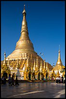 Main chedi and platform, Shwedagon Pagoda. Yangon, Myanmar ( color)