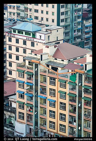 New appartment buildings from above. Yangon, Myanmar (color)