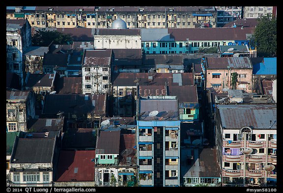 Residential buildings from above. Yangon, Myanmar (color)