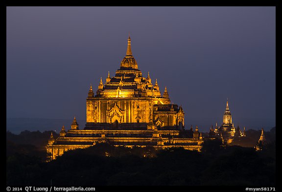Thatbyinnyu temple at night. Bagan, Myanmar (color)
