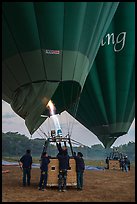 Hot air balloons before take off. Bagan, Myanmar ( color)