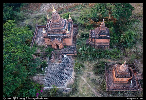 Temple seen from the air. Bagan, Myanmar (color)