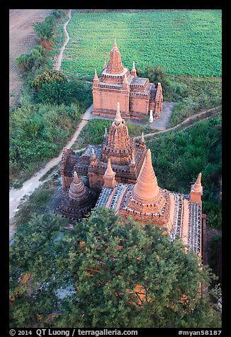 Small temple complex seen from above. Bagan, Myanmar (color)