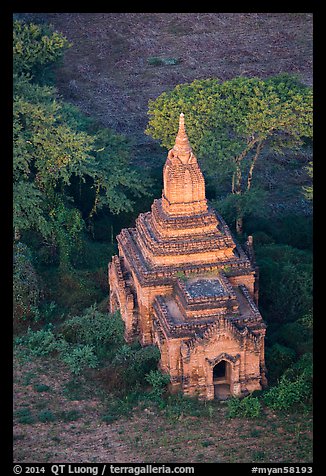 Aerial view of a small temple. Bagan, Myanmar (color)