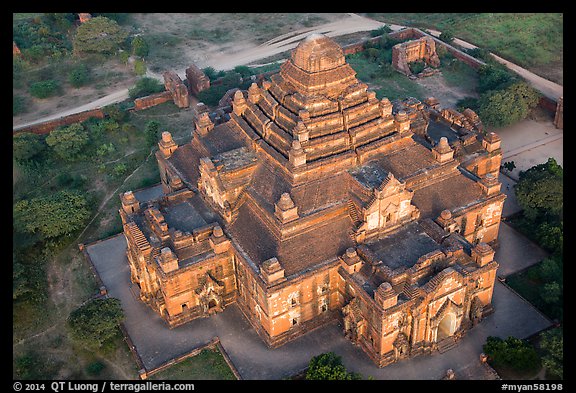 Aerial view of Dahmmayan Temple. Bagan, Myanmar (color)