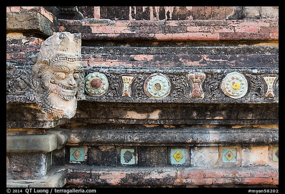 Brickwork detail, Sulamani temple. Bagan, Myanmar (color)