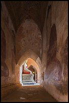 Corridor with frescoes and buddha statue, Sulamani temple. Bagan, Myanmar ( color)
