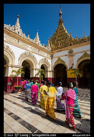 Novitiation ceremony procession, Mahamuni Pagoda. Mandalay, Myanmar (color)