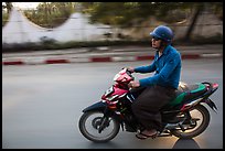 Motorcyle rider. Mandalay, Myanmar ( color)