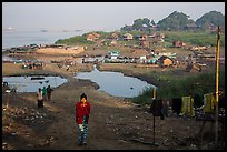 Huts on shore of Irrawaddy River. Mandalay, Myanmar ( color)