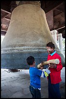 Children ring the huge Mingun bell, Mingun. Myanmar ( color)