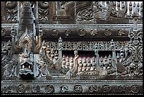 Detail of teak carving, Shwe In Bin Kyaung pagoda. Mandalay, Myanmar ( color)