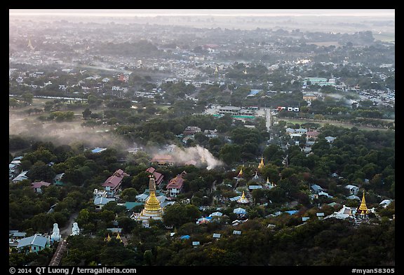 View from Mandalay Hill at sunset. Mandalay, Myanmar (color)